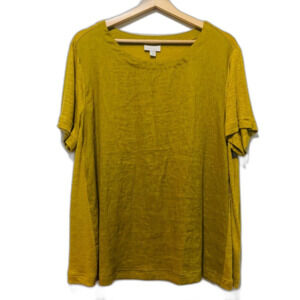 J Jill Love linen 100% linen Mustard Yellow Women's Top size xl petite